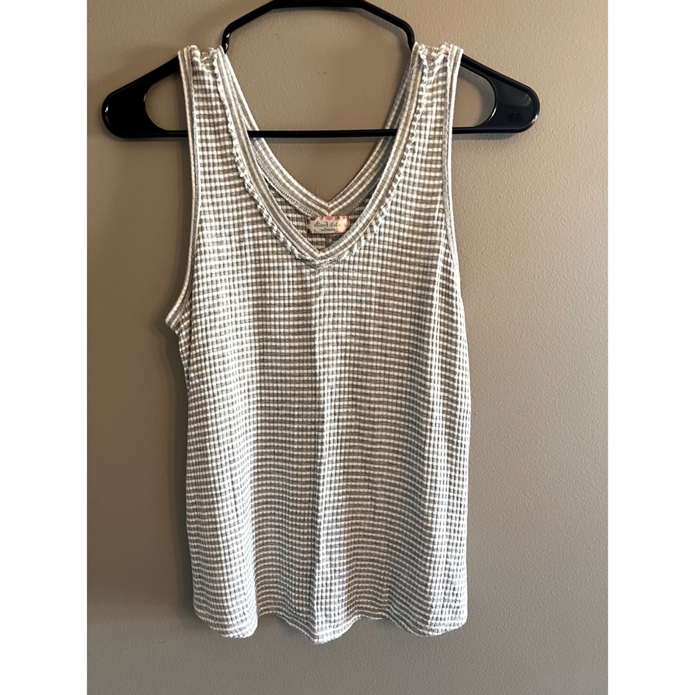Gray and white tank top